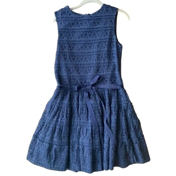 Zara Basic navy blue Women’s sleeveless Lace Dress With ribbon Bow Tie Waist S - Picture 2 of 9
